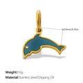 Blue dolphin pendant in stainless steel with gold border and turquoise oil drip - Dolphin Shape (PJ1806BEG)