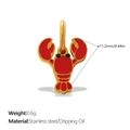 Golden stainless steel lobster pendant with red enamel finish for jewelry making - Crayfish Shape (PJ1808RDG)