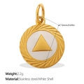 Minimalist stainless steel white shell disc pendant with golden plating 17.6mm - Triangle Style (PJ1565WEG6)