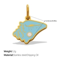 Golden stainless steel seashell pendant with light blue oil dripping and white dot detail - Conch Shell Style (PJ1809BEG)