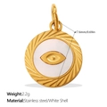 Gold stainless steel evil eye pendant with white shell inlay and sunburst relief - Evil Eye Style (PJ1565WEG7)