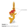 Golden stainless steel mermaid tail charm with red and yellow enamel oil dripping finish - Mermaid Shape (PJ1810RDG)