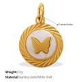 Golden butterfly coin pendant in white shell and stainless steel finish - Butterfly Style (PJ1565WEG9)
