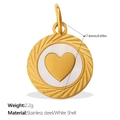 Minimalist heart pendant in stainless steel with white shell inlay and gold engraving - Heart Style (PJ1565WEG10)