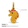 Golden seahorse charm pendant with red enamel details and stainless steel finish - Seahorse Shape (PJ1813RDG)