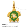 Golden stainless steel turtle pendant with green enamel and white flower detail - Sea Turtle Shape (PJ1815GNG)