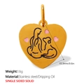 Golden heart pendant with pet paw print and pink enamel heart in stainless steel - Pink Heart Girl and Pet Pattern Heart Style (PJ1823PBG)