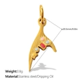 Colorful mermaid tail pendant in stainless steel with decorative dripping oil finish - Abstract Tail Style (PJ1817CRG)