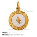 Gold stainless steel white shell pendant with a lightning bolt symbol and lobster clasp - Lightning Style (PJ1565WEG14)