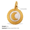 Golden stainless steel pendant featuring white shell and crescent moon design - Moon Style (PJ1565WEG15)