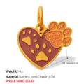 Cute heart-shaped pendant with gold dog paw print and red enamel on stainless steel - Red Brown Heart and Paw Combination Style (PJ1825ROG)