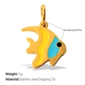 Golden stainless steel tropical fish charm with yellow and blue enamel finish - Yellow Tropical Fish Style (PJ1818YBG)