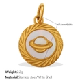 Golden stainless steel round pendant with white shell saturn planet design 2.2g - Planet Style (PJ1565WEG16)