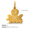 Gold octopus pendant with white rhinestone eye and colorful drip oil finish detail - Octopus Rhinestone Style (PJ1819WEG)