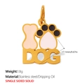 Pendentif en acier inoxydable doré en forme d'os avec lettrage chien et patte - Style Chien Lettre DOG et Patte Os (PJ1827CRG)