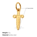 Miniature gold stainless steel sword pendant with textured dots and top hanging ring - Cross Dagger Style (PJ1867G)