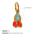 Mini rocket pendant in gold stainless steel with red and blue enamel, size 11.9mm - Red Blue Rocket Style (PJ1868BRG)