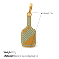 Gold stainless steel sports racket pendant with blue enamel detailing and closed loop - Light Blue Tennis Racket Style (PJ1869BEG)