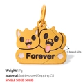 Pendentif chat doré en acier inoxydable avec émail rose et gravure Forever - Style Forme Chat Forever (PJ1831PBG)
