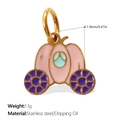 Colorful pumpkin carriage pendant in stainless steel with pink and blue dripping oil - Pumpkin Carriage Style (PJ1870CRG)