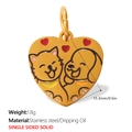 Pendentif cœur doré pour animaux avec motifs chien et chat en acier inoxydable - Style Combo Cœur Chat Chien Cœurs Rouges (PJ1832RBG)