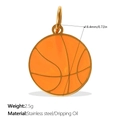 Orange basketball pendant charm in stainless steel with golden frame for DIY jewelry - Orange Basketball Style (PJ1871OEG)