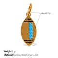 Golden American football charm in stainless steel with blue dripping oil detail - American Football Style (PJ1872BBG)