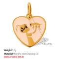 Pendentif cœur rose avec patte de chien en acier inoxydable doré pour bijoux - Style Cœur Silhouette Fille et Animal Rose (PJ1834PKG)