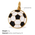 Soccer ball charm pendant in stainless steel with black and white enamel finish - Black and White Football Style (PJ1873WBG)