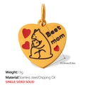 Pendentif cœur doré avec motif ours rouge et gravure Best Mom élégante - Style Cœur Ours Mère et Ourson Best Mom (PJ1835RBG)