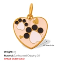 Pendentif en forme de cœur rose avec empreinte de patte de chien en acier inoxydable doré - Style Cœur Empreinte Patte Doublure Rose (PJ1836PBG)