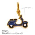 Blue enamel scooter pendant in golden stainless steel with 11.7mm height detail - Blue Scooter Style (PJ1875BBG)