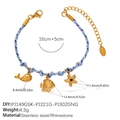 Blaues und lila Kordelarmband mit Seestern, Wal und tropischen Fisch-Anhängern - Wal Tropischer Fisch Strass Seestern Armband (SL385BEG13)