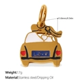 Yellow cartoon car pendant in stainless steel with colorful oil drip and Love text - Yellow LOVE Car Style (PJ1876CRG)