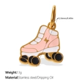 Pink roller skate pendant in stainless steel with colorful dripping oil finish - Pink Roller Skate Style (PJ1877CRG)