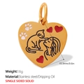 Pendentif cœur doré en acier inoxydable avec chat et empreinte de patte émaillée - Style Cœur Interaction Femme et Chat (PJ1838RBG)
