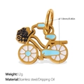 Blue bicycle pendant in stainless steel with sky blue and white enamel finish - Blue and White Bicycle Style (PJ1878CRG)