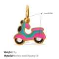 Colorful scooter pendant in stainless steel with teal and pink enamel finish - Cyan Pink Scooter Style (PJ1879CRG)