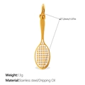 Golden stainless steel tennis racket pendant with colorful dripping oil finish detail - Large Tennis Racket Style (PJ1880WEG)
