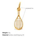 Golden tennis racket pendant in white enamel and stainless steel for DIY jewelry - Small Tennis Racket Style (PJ1881WEG)