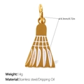 Golden stainless steel badminton shuttlecock charm with white enamel details - Badminton Style (PJ1884WEG)
