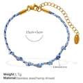 Blue and purple braided ocean starfish bracelet with adjustable 15cm to 5cm chain - Blue Purple Gold Braided Bracelet (SL385BEG)