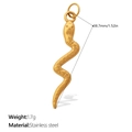 Colgante de serpiente dorada de acero inoxidable 38,7mm amuleto animal para joyería DIY - Forma de Serpiente (PJ1918G)
