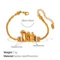 Pulsera de dijes en acero inoxidable dorado con colgantes de tetera y pedrería - SL446G3 Pulsera Multi-elementos (Estilo Bebida Tetera)