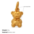 Colgante de oso de peluche dorado en acero inoxidable con lazo, 14,1mm, peso 0,9g - Forma de Oso de Peluche (PJ1923G)