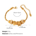 Pulsera de cuentas dorada de acero inoxidable con copo de nieve y dijes de cristales - SL446G5 Pulsera Multi-elementos (Estilo Copo Estrella)
