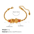 Pulsera de cadena de acero dorado con cuentas de strass rojos y colgante de oso - SL446G6 Pulsera Multi-elementos (Estilo Oso Copo)