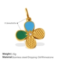 Ciondolo a fiore smaltato blu e verde con cristallo centrale, diametro di 17,2 mm - Stile Fiore Color Block (PJ1729GBG)