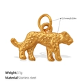 Colgante de leopardo 3D dorado en acero inoxidable con acabado texturizado y medidas - Estilo Pantera Oro (PJ1926G)