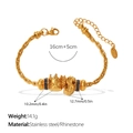 Pulsera de cadena dorada de acero inoxidable con colgantes de corona y dólar, de 14,1g - SL446G7 Pulsera Multi-elementos (Estilo Corona Dólar)